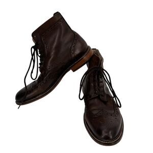 Winthrop Gibson Boots Mens 10 Brown Leather Brogue Lace Up Classic Ankle Boot